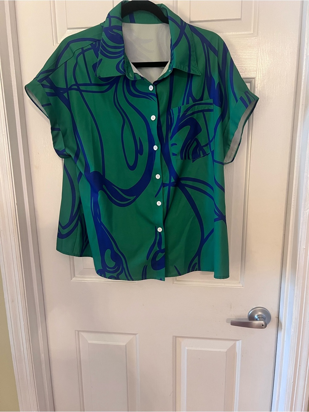 Green and Blue Swirl Print 2-Piece Shirt and Pants Set